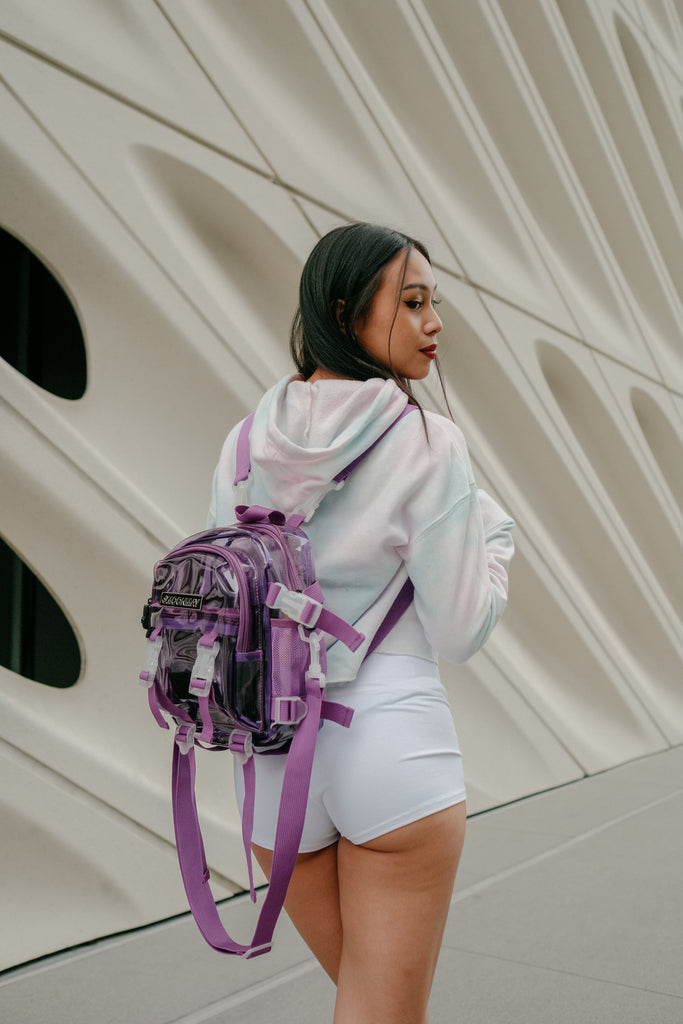 MM] TBG-12 Techwear Style 2-in1 Mini Clear Purple Backpack