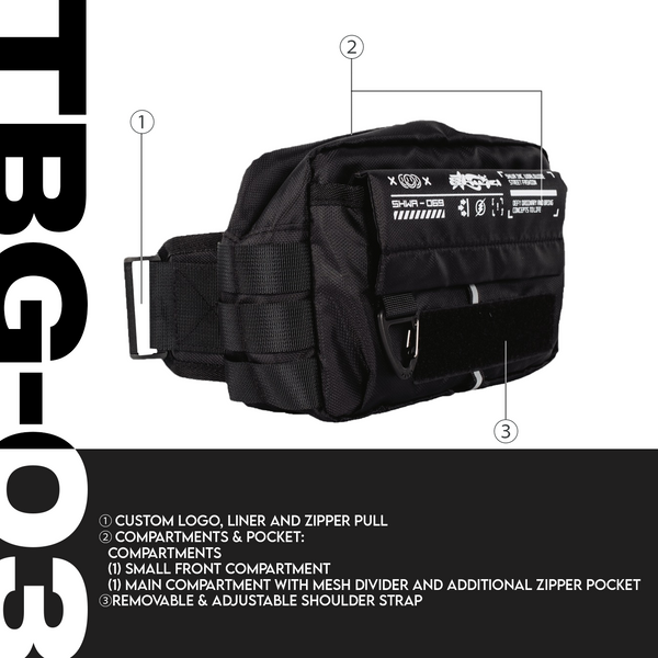 SHWA]TBG-03 Techwear Style Black FannyPack EVent Rave Bag
