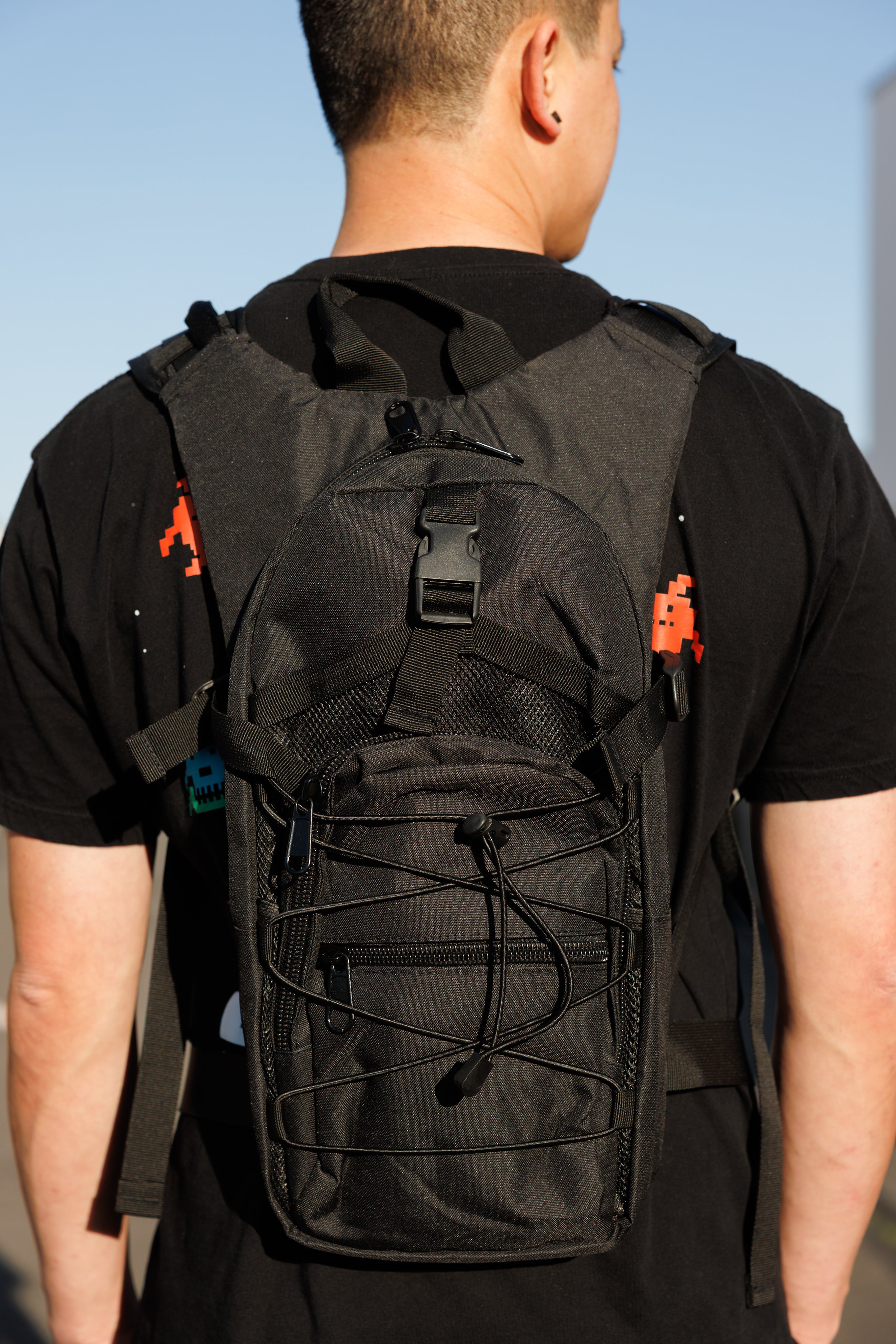 [SHWA] TBG-18 Techwear Style Rave Hydropack Backpack-Black (Bag & Strap ONLY)