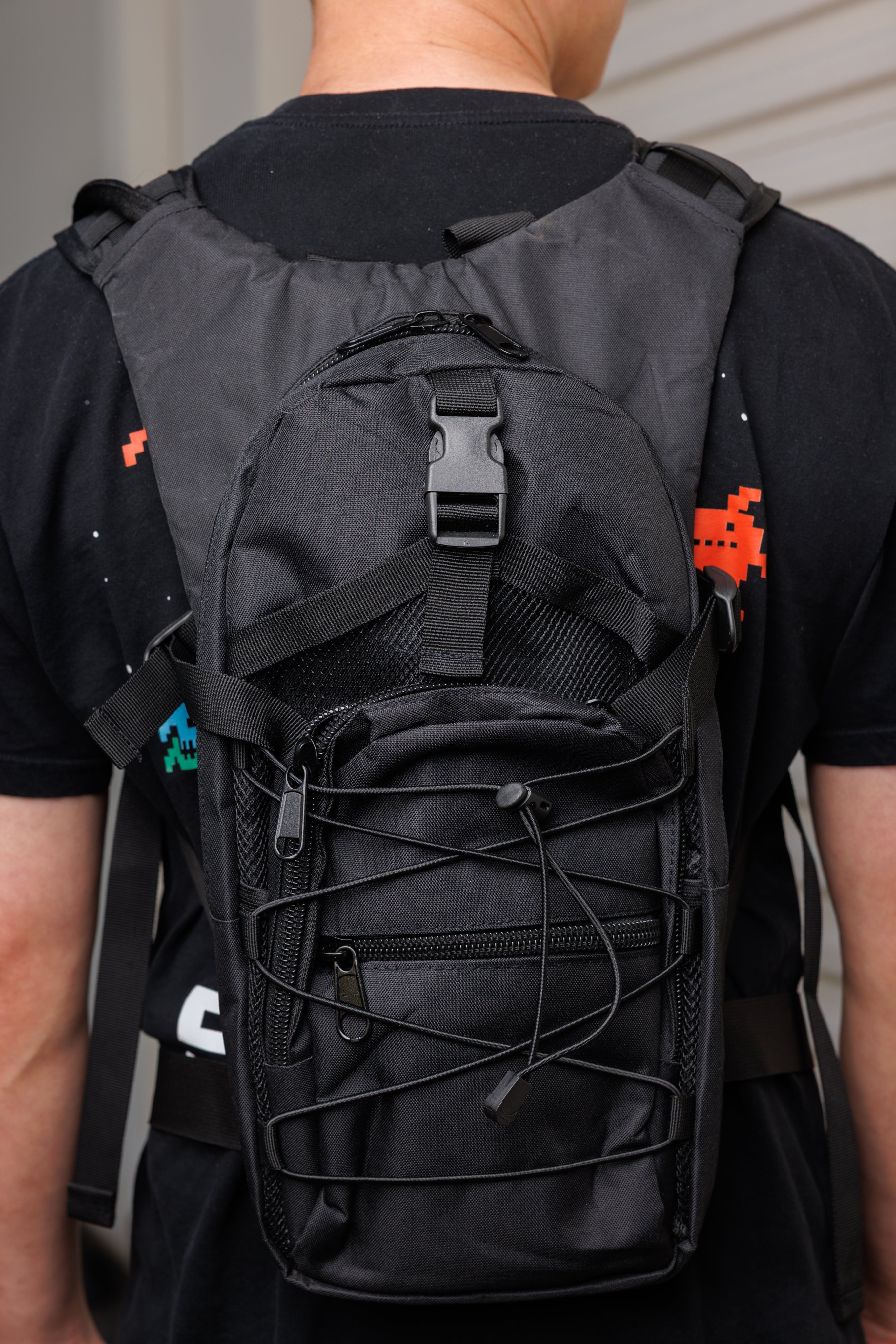 [SHWA] TBG-18 Techwear Style Rave Hydropack Backpack-Black (Bag & Strap ONLY)