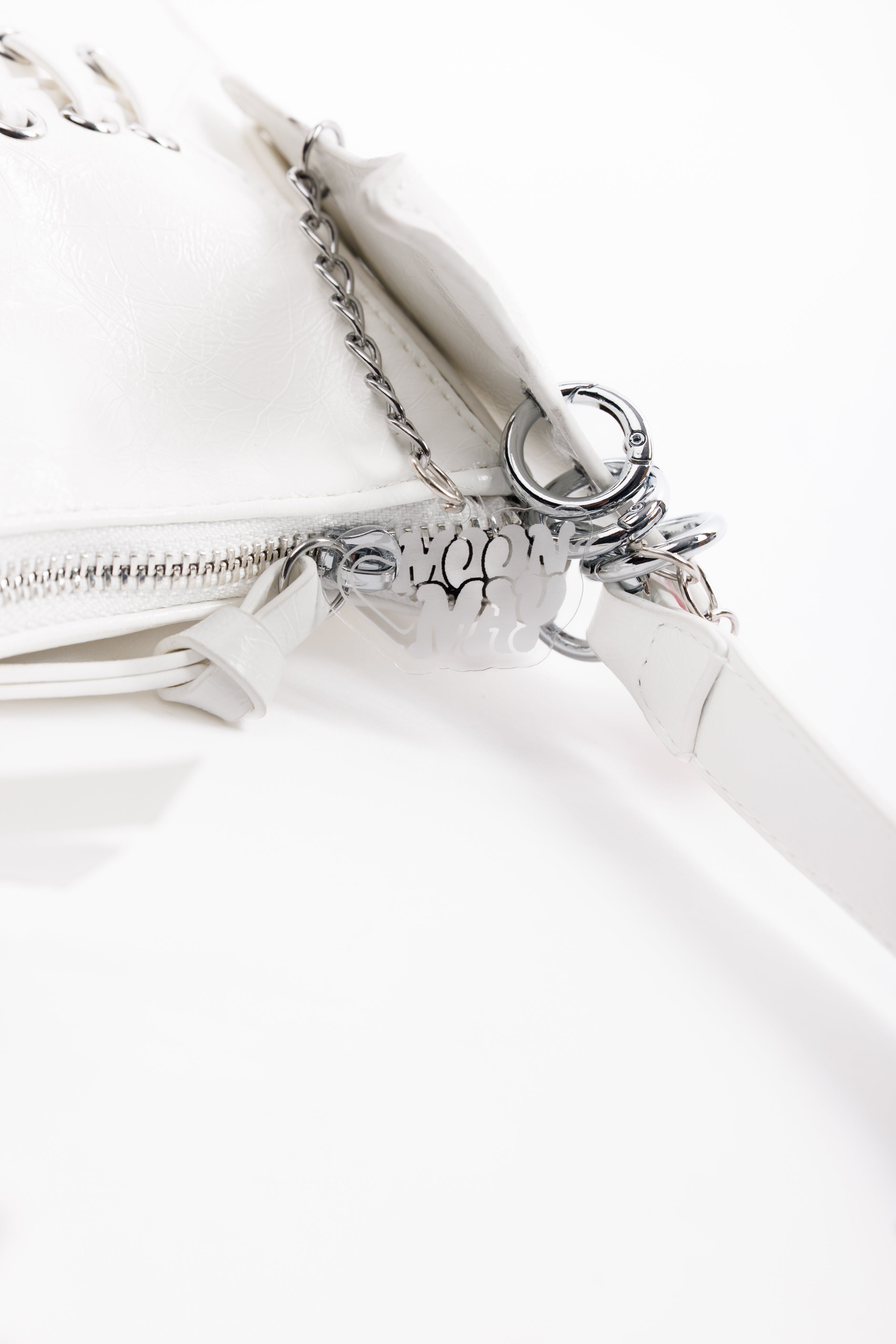 White Mended Moon Purse