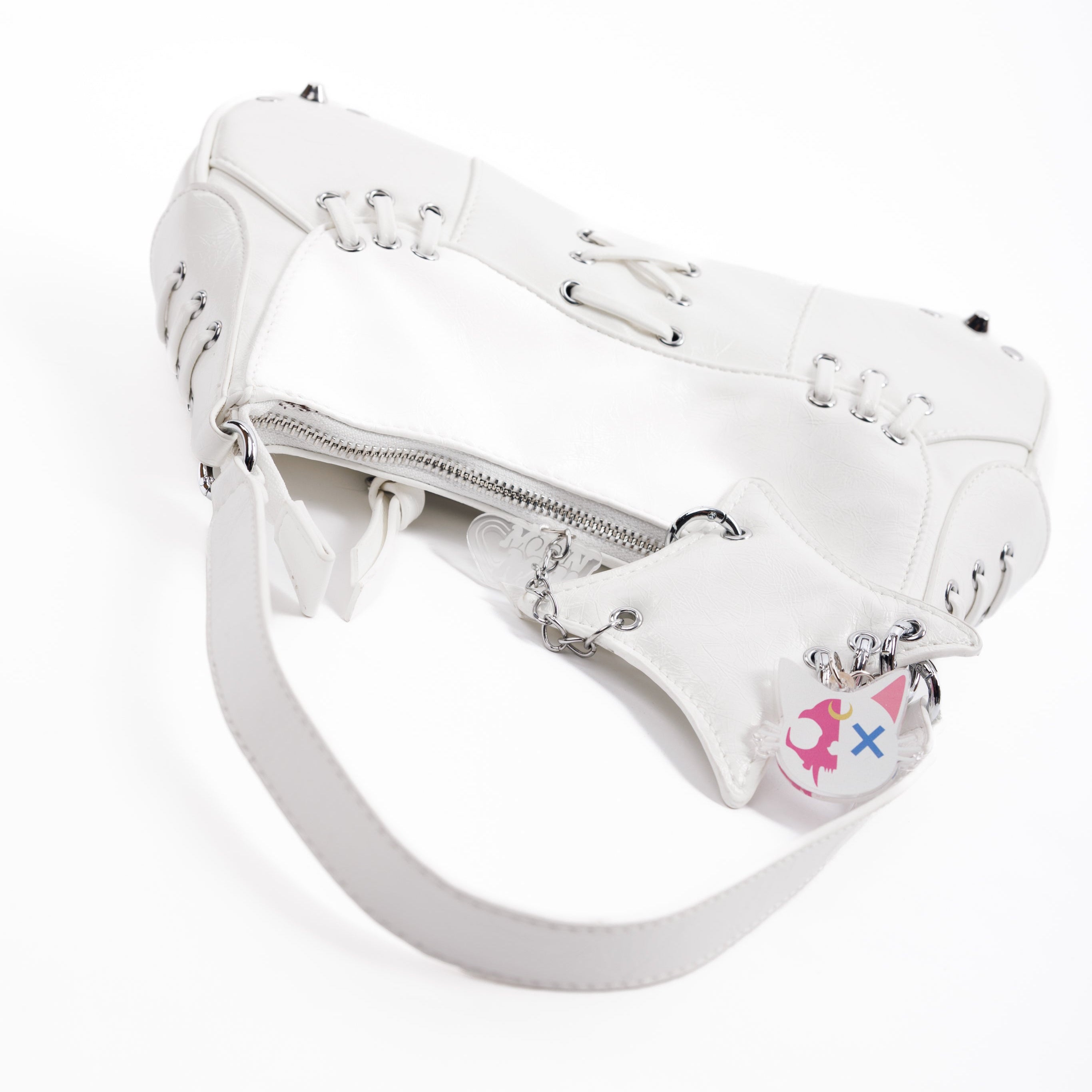 White Mended Moon Purse