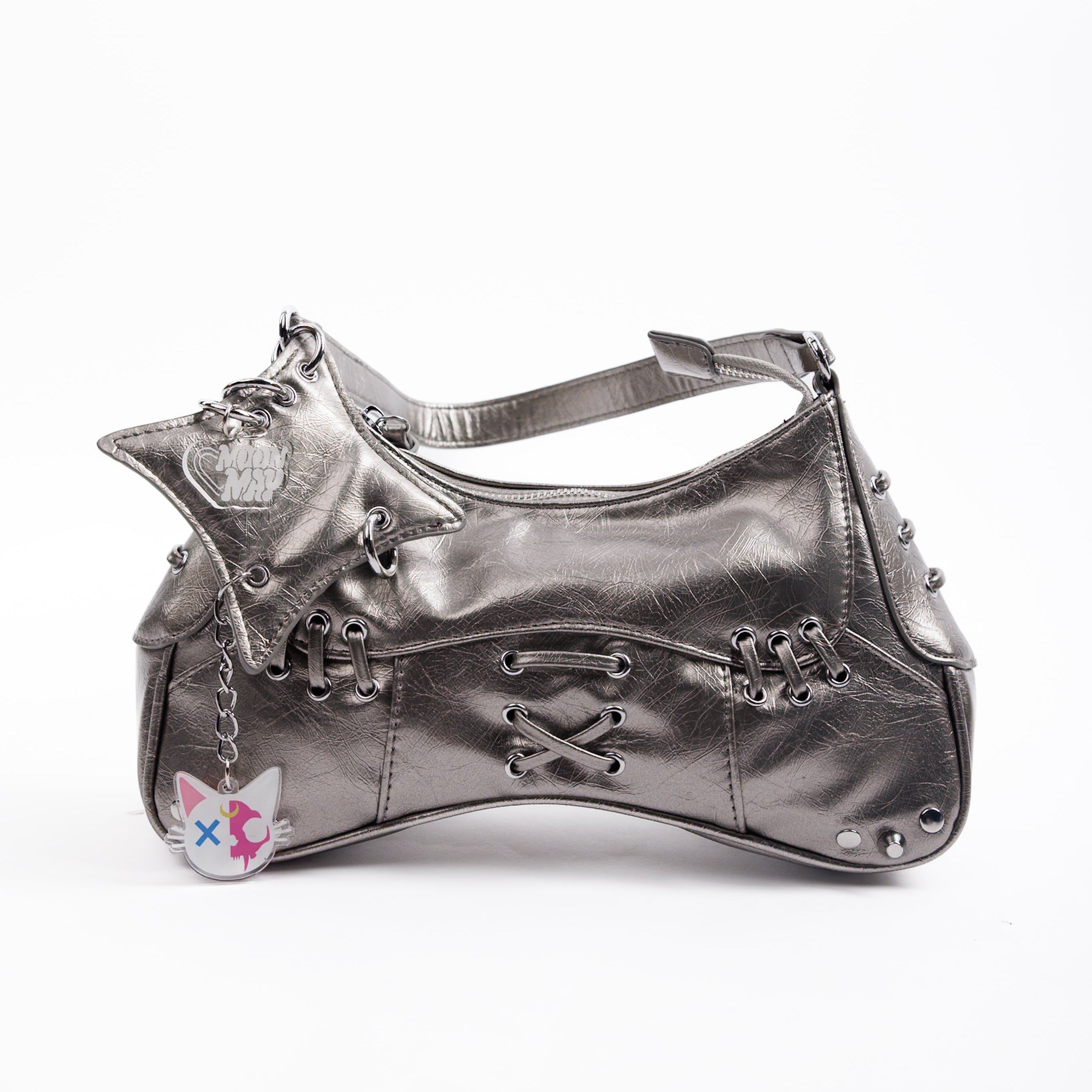 Silver Mended Moon Purse