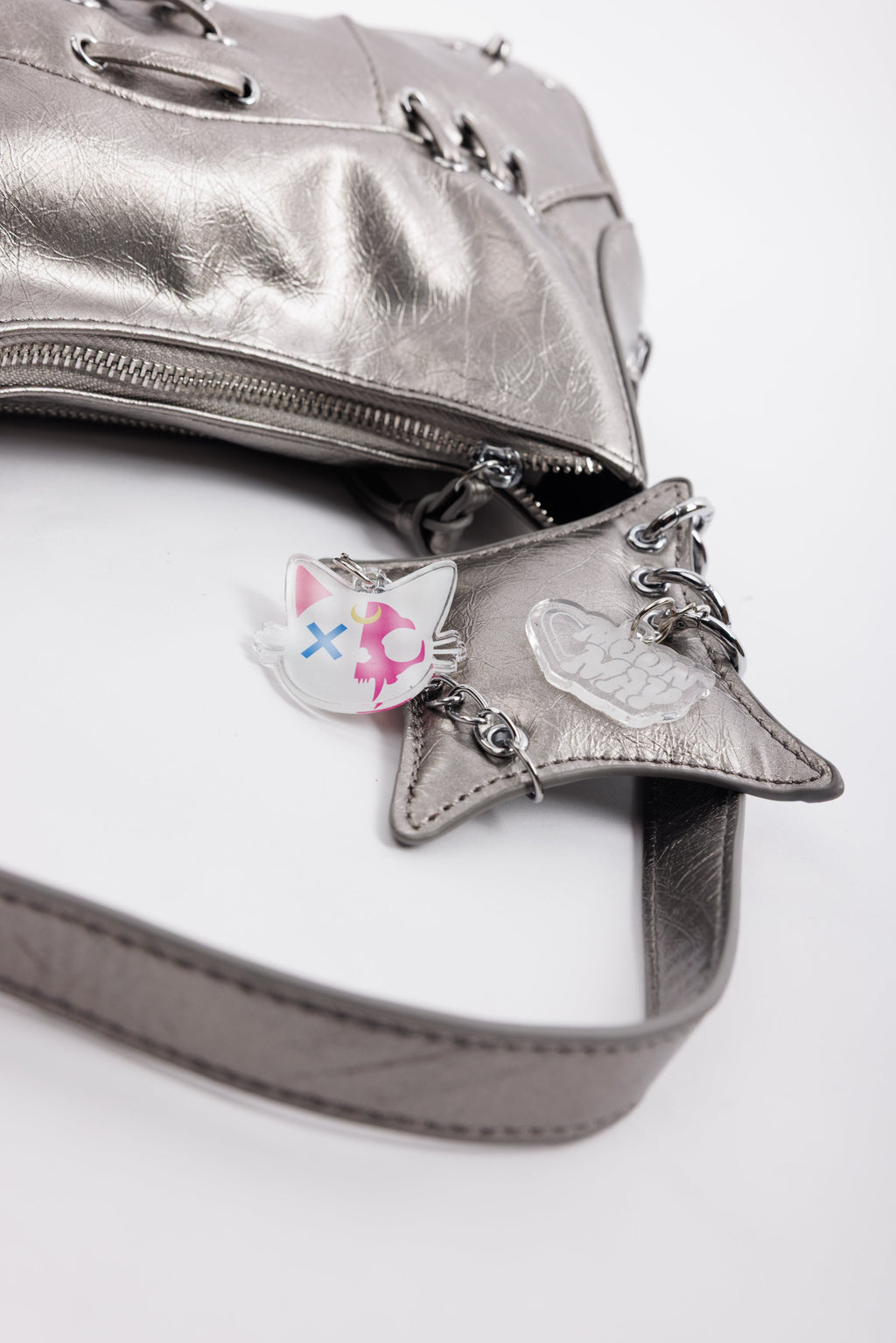Silver Mended Moon Purse