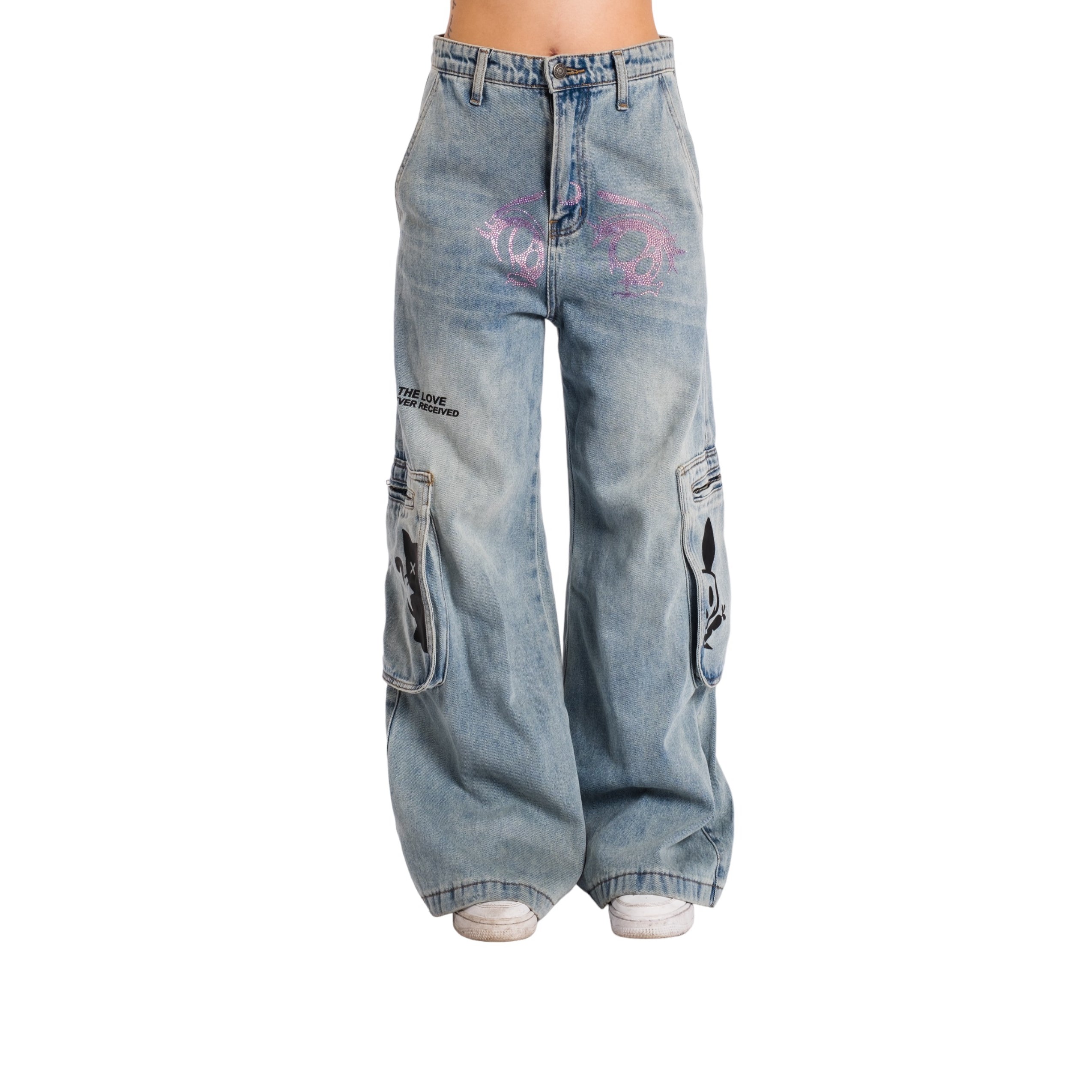 Blue Crystal Eye Cropped Hoodie - FINAL SALE (No Return OR exchange)