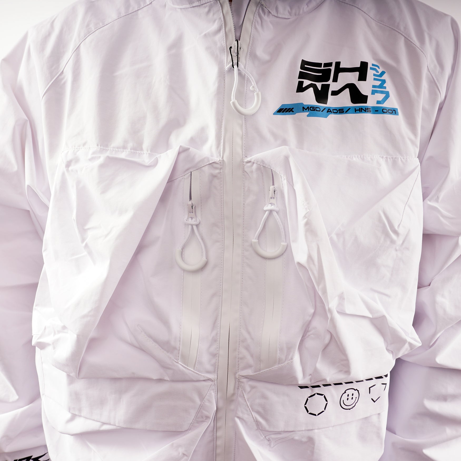 [SHWA] TB-03 Techwear Style White Waterproof Windbreaker - FINAL SALE (No return or exchange)