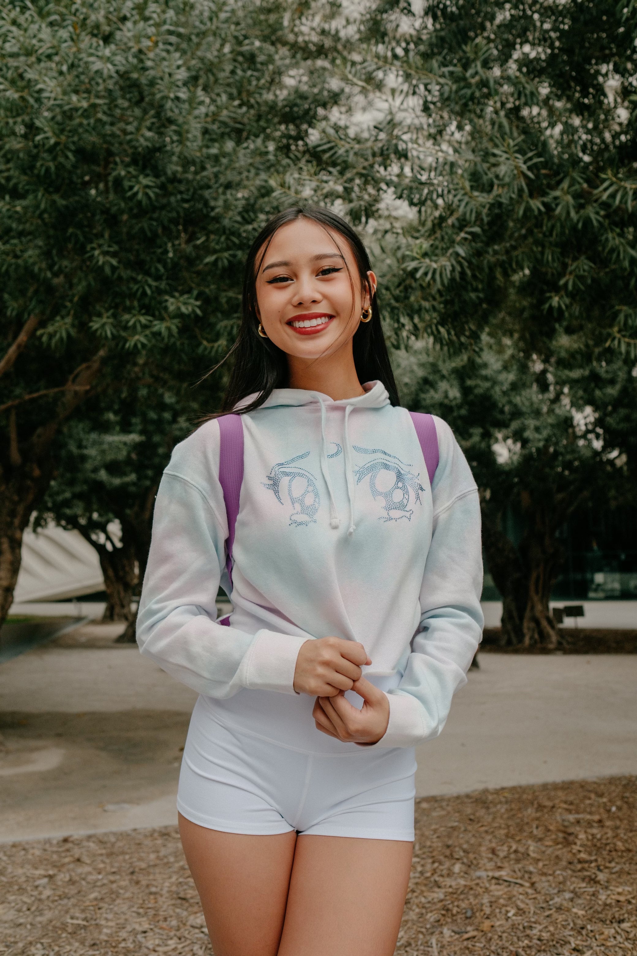 Tie Die Crystal Eye Cropped Hoodie