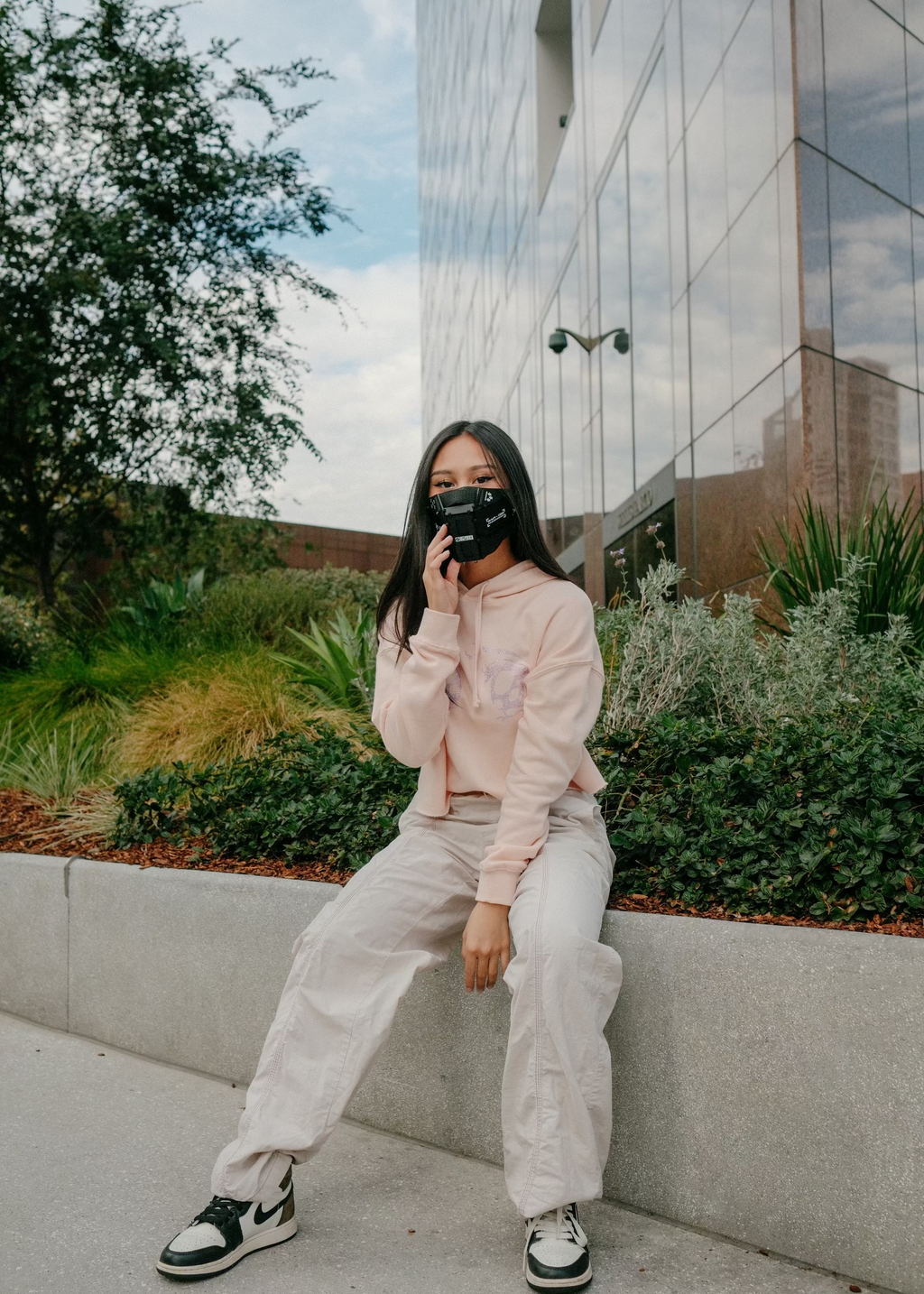 Blush Crystal Eye Cropped Hoodie