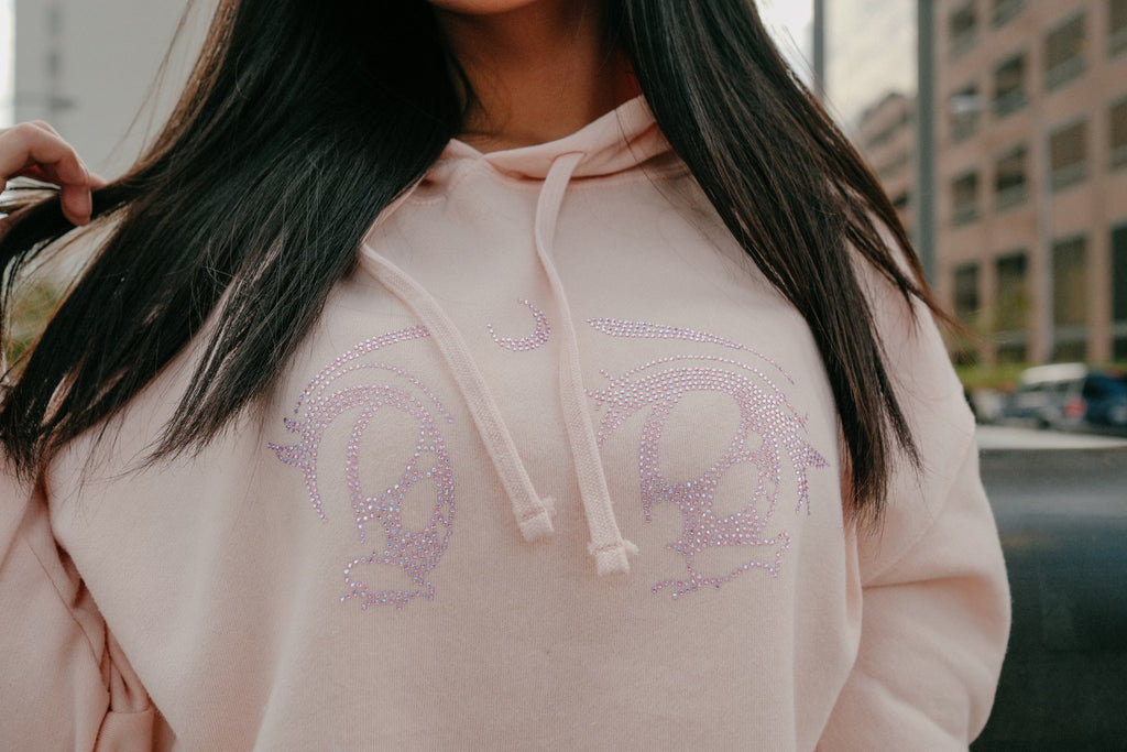 Blush Crystal Eye Cropped Hoodie