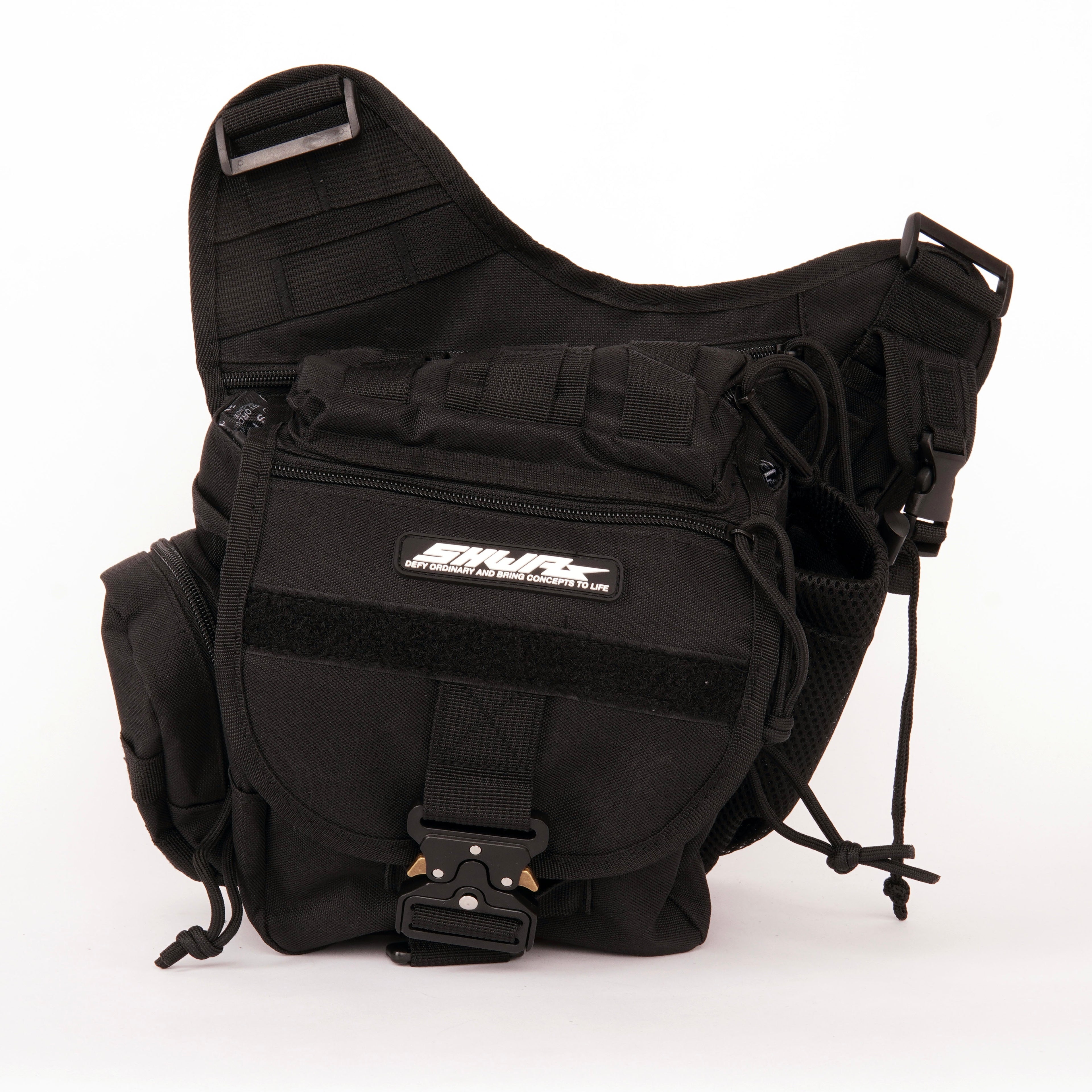 [SHWA] TBG-09 Techwear Style Tactical Side Bag - Black Boba Bag with Removable Strap
