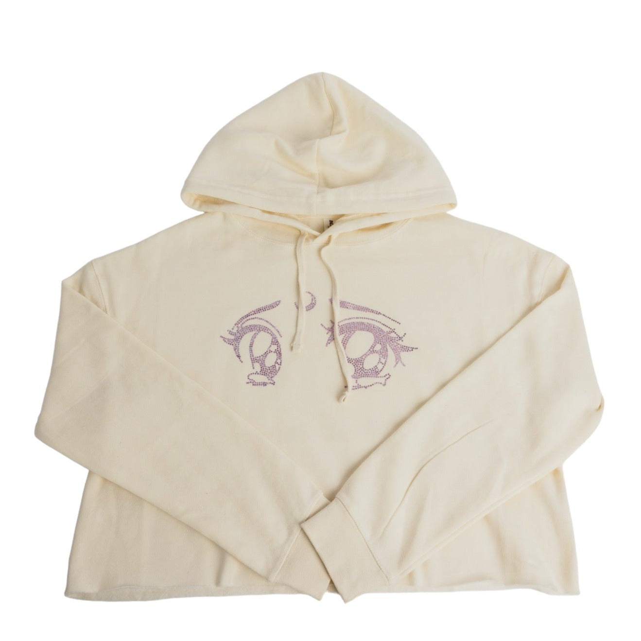 Cream Crystal Eye Cropped Hoodie