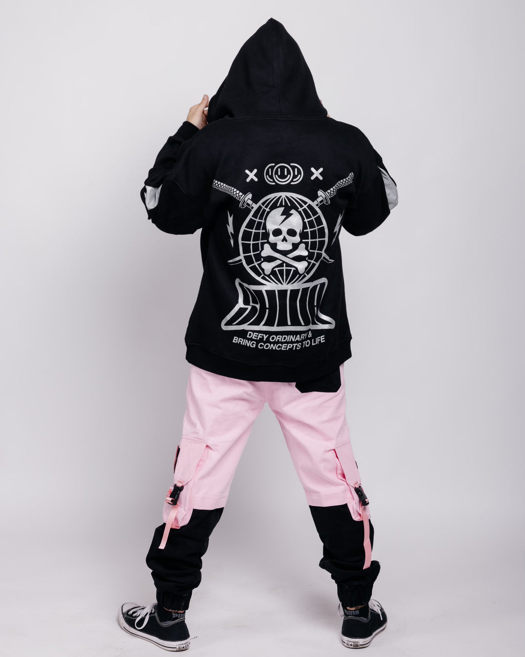 [SHWA] Oversized Pull-over Hoodie with Reflective print [FINAL SALE]