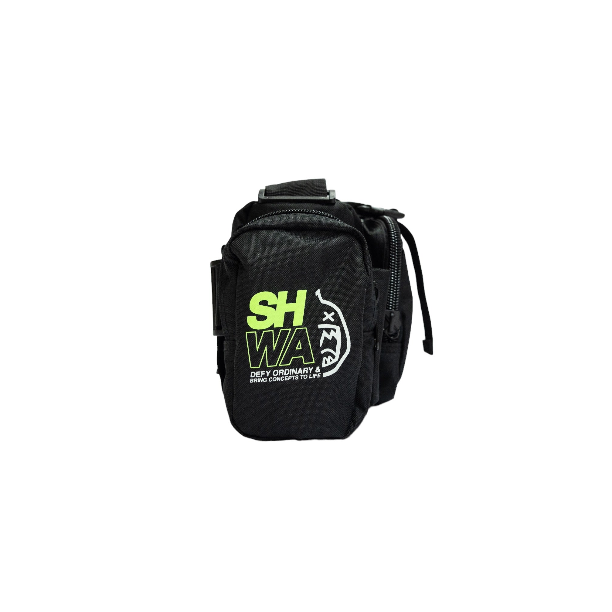 SHWA] TBG-05 Techwear Style Black and Neon Green Mini Duffle Bag