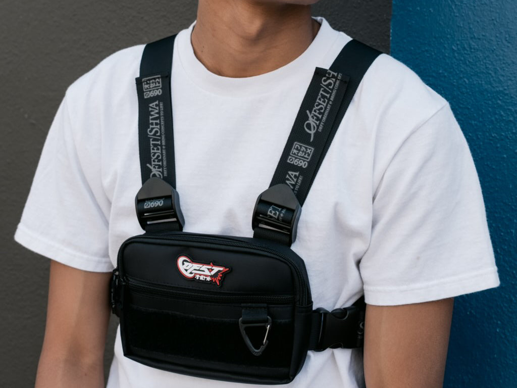 [SHWA] TBG-07 Techwear Style Black Chest Bag for hiking and outdoor activities