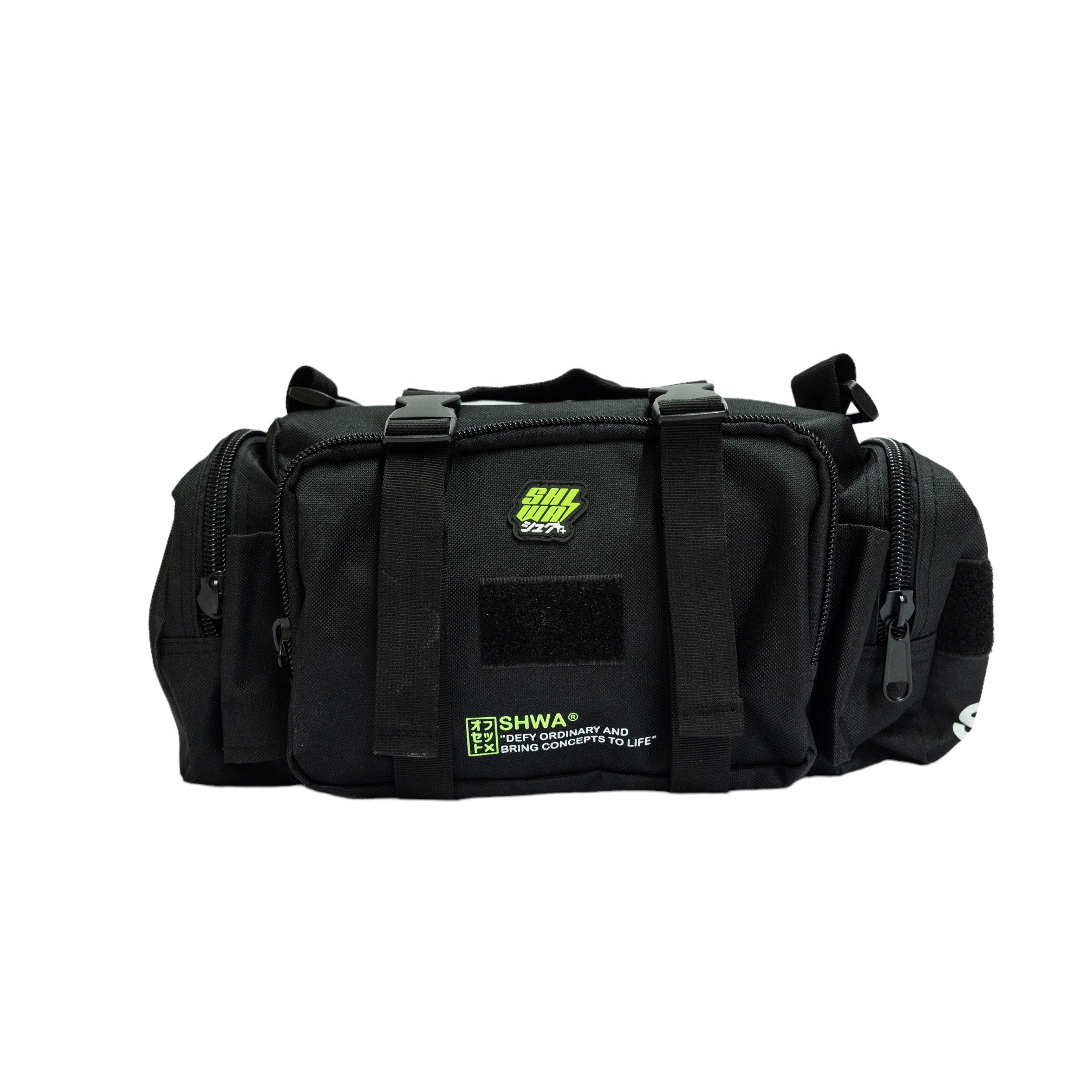[SHWA] TBG-05 Techwear Style Black and Neon Green Mini Duffle Bag