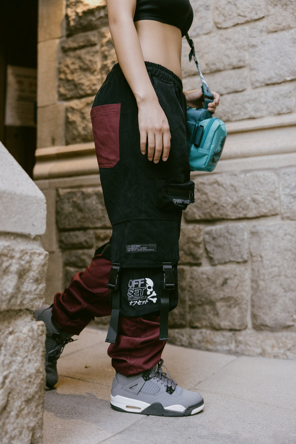 [SHWA] TP-01 Techwear Style Maroon Block Jogger [FINAL SALE]