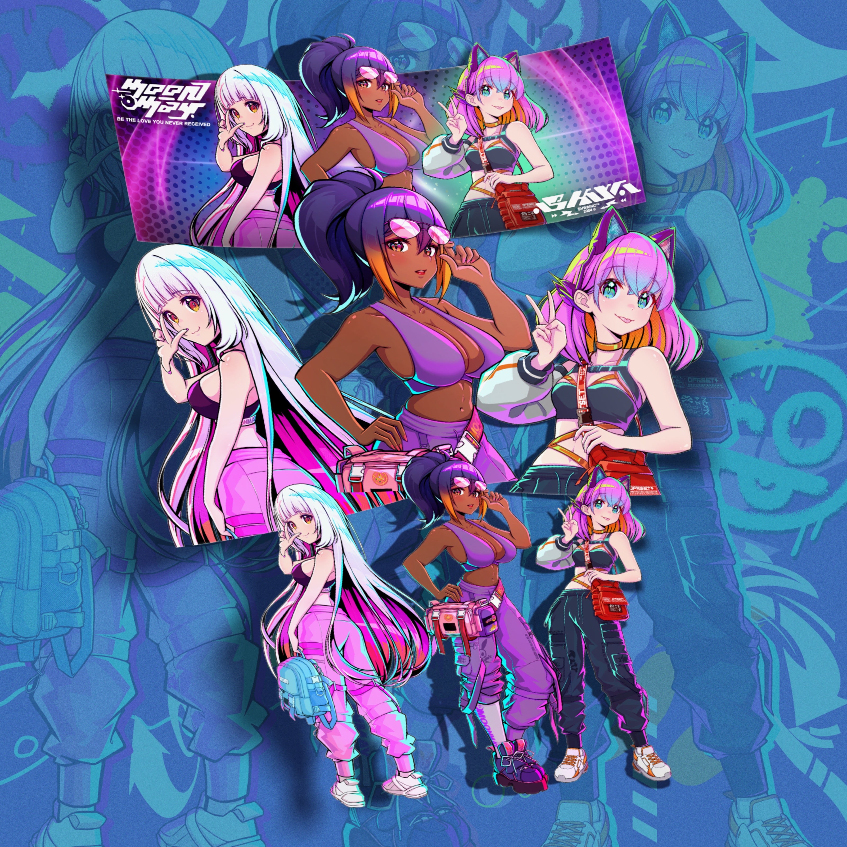 [MM] Collab Neon Girls Series Sticker