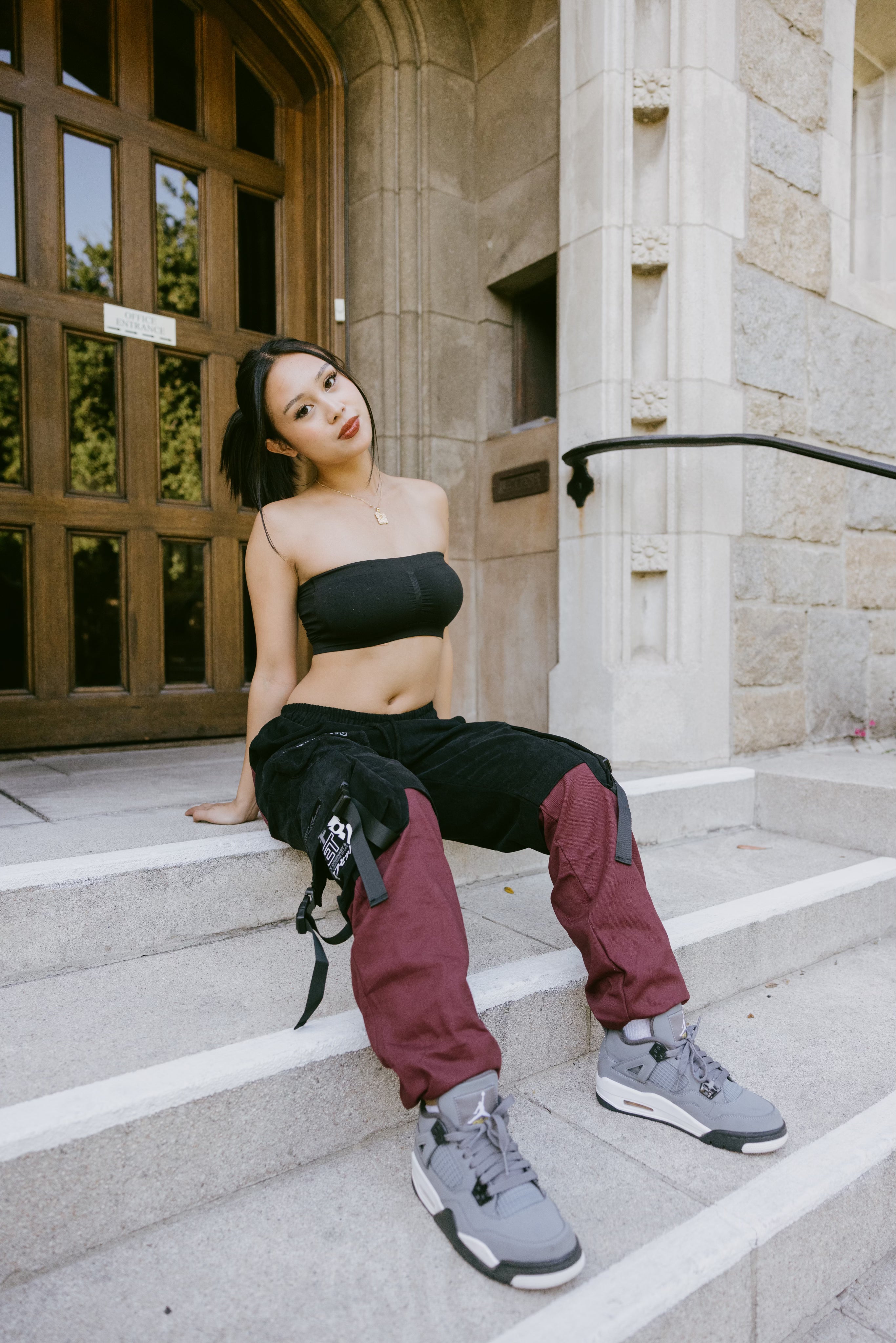 [SHWA] TP-01 Techwear Style Maroon Block Jogger [FINAL SALE]